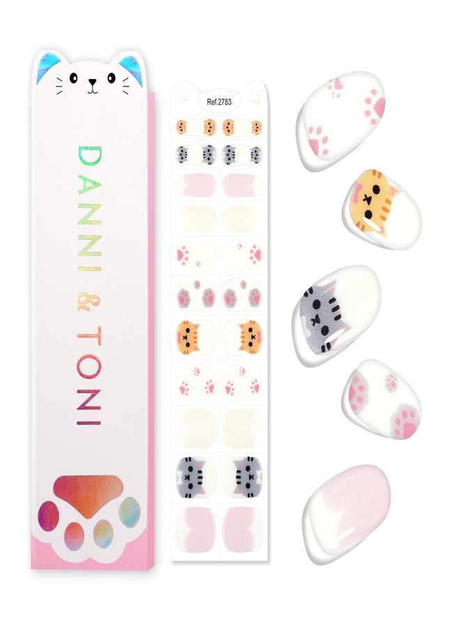 DANNI & TONI Kids Gel Nail Strips Cat Paws Pink Salon-Quality Peel & Stick Manicure for Children (Age 6+)– Safe, Long-Lasting, Easy to Apply |Paw Pals - Image 1